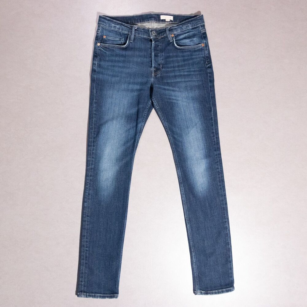 ALLSAINTS Rex Button Fly Slim Stretch Cotton Dark Wash Jeans Men's 31x32 Whisker